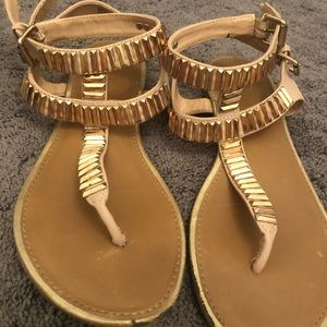 Beige and Gold Sandals